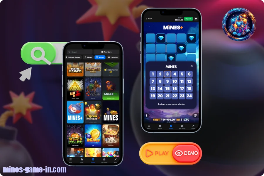 Step-by-step guide for players in India on how to start playing Mines for free and for real money